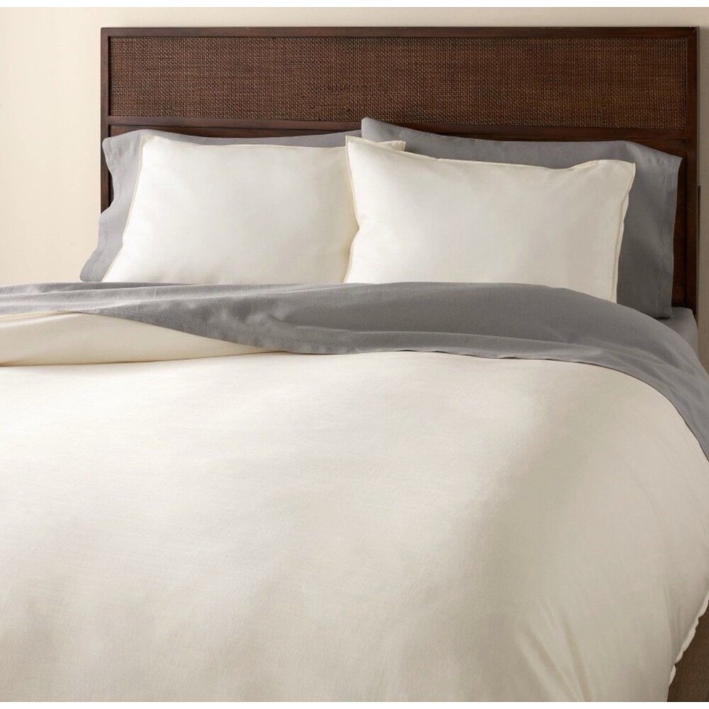 3pc King Solid Duvet Cover Set Sour Cream - Hearth & Hand Magnolia NEW